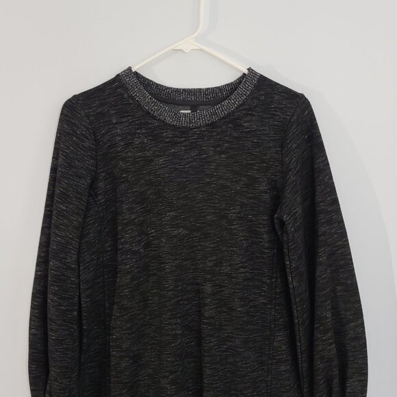 Lou & Grey Cotton Blend Gray Black Balloon Sleeve Sweater Shift Dress Size Small - Picture 3 of 8